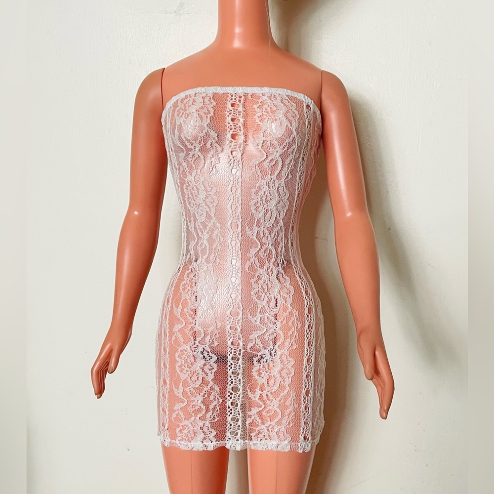 Off White Sheer Lace Short Length Sleep Dress for My Size Barbie Doll 36". New